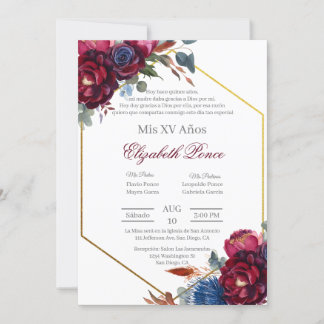 Juwel Ton mit Rahmen Quinceañera Einladung