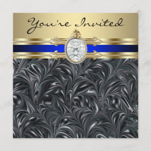 Juwelen Elegant Schwarz Gold Frauen Geburtstagsfei Einladung