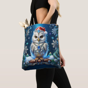 Juwelen-Eule mit Weihnachtsmannhut-Feiertags-Tasch
