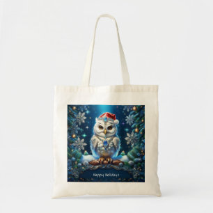 Juwelen-Eule mit Weihnachtsmannhut-Feiertags-Tasch Tragetasche