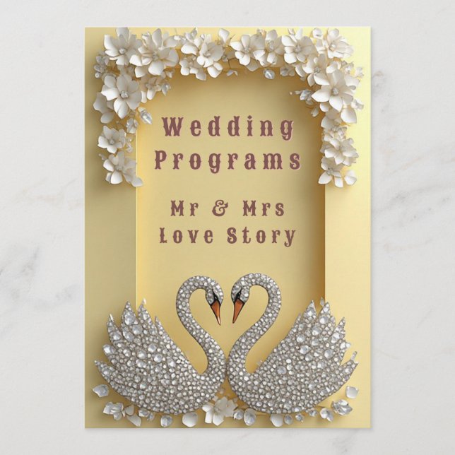 🌸 Juwelen-Hochzeitsschwan-Paar Elegantes Thema 💖 Programm (Vorderseite)