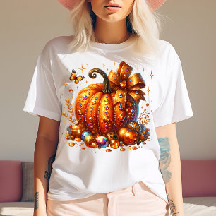 Juwelen-Kürbis mit Edelsteinen und Bogen Kunst T-S Tri-Blend Shirt