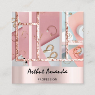 Juwelen Luxury Gold Pearl Rose Pink Foto QR CODE Quadratische Visitenkarte