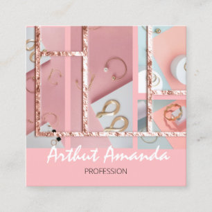 Juwelen Luxus Gold Perle Rose Rosa Rosa Gerahmt Quadratische Visitenkarte