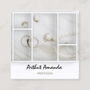 Juwelen Luxusgüter Perlen Gold Weiße VIP Quadratische Visitenkarte