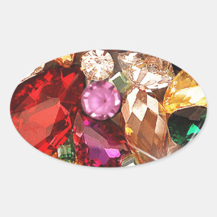 Juwelen Sparkle Edelsteine Farbe Ovaler Aufkleber