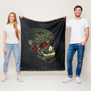 Juwelen Spinnenschädel & Rosen Glam Gothic Filigra Fleecedecke