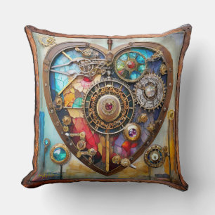 Juwelen Und Buntglas Herz Steampunk Serie Kissen