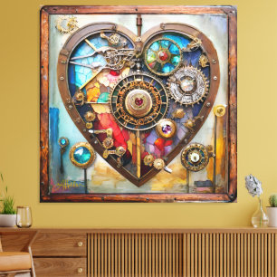 Juwelen Und Buntglas Herz Steampunk Serie Leinwanddruck