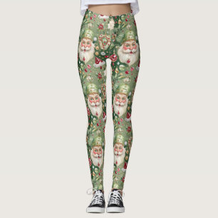 Juwelen-Weihnachtsmann in Salbeigrün und Rubinrot Leggings
