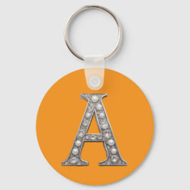 Juwelenbesetzte Buchstabe A auf gelbem Hintergrund Schlüsselanhänger
