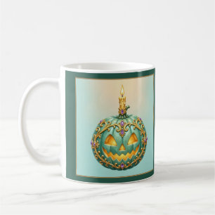 Juwelenbesetztes Teal-Jack-O-Lantern-Band Kaffeetasse