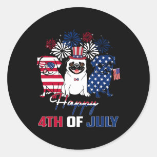 Juwelenflagge Drei rot-weiße Mops Blauer Feuerzeug Runder Aufkleber