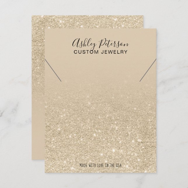 Juwelenhalskette aus elfenbeinfarbenem Glitzer Dankeskarte (Vorne/Hinten)