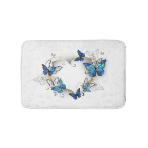 Juwelenherz mit Schmetterlingen Morpho Badematte