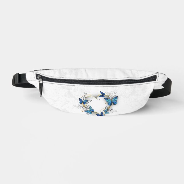 Juwelenherz mit Schmetterlingen Morpho Bauchtasche (Vorderseite)