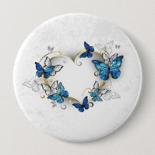 Juwelenherz mit Schmetterlingen Morpho Button