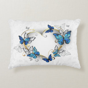 Juwelenherz mit Schmetterlingen Morpho Dekokissen