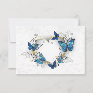 Juwelenherz mit Schmetterlingen Morpho Einladung