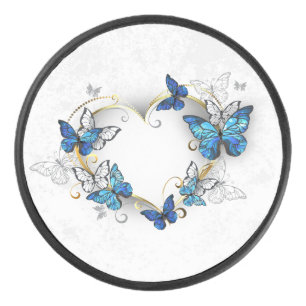 Juwelenherz mit Schmetterlingen Morpho Eishockey Puck