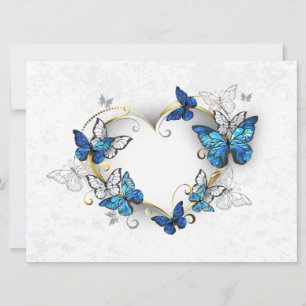 Juwelenherz mit Schmetterlingen Morpho Feiertagskarte
