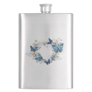 Juwelenherz mit Schmetterlingen Morpho Flachmann