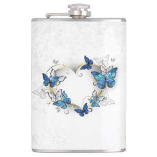 Juwelenherz mit Schmetterlingen Morpho Flachmann