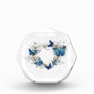 Juwelenherz mit Schmetterlingen Morpho Fotoblock