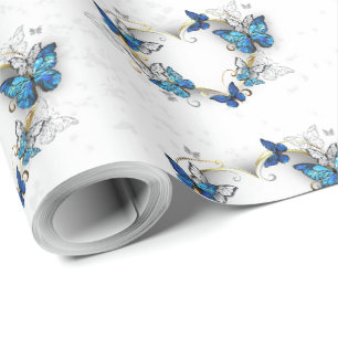 Juwelenherz mit Schmetterlingen Morpho Geschenkpapier