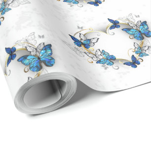 Juwelenherz mit Schmetterlingen Morpho Geschenkpapier
