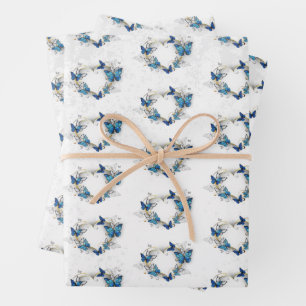 Juwelenherz mit Schmetterlingen Morpho Geschenkpapier Set