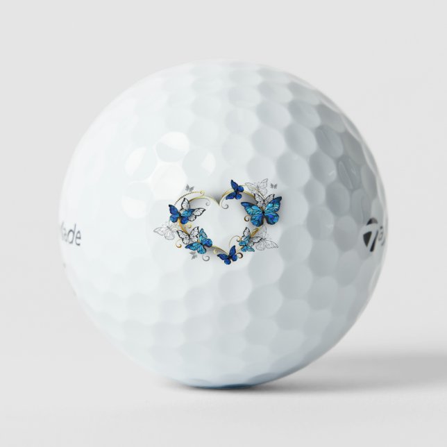 Juwelenherz mit Schmetterlingen Morpho Golfball (Vorderseite)