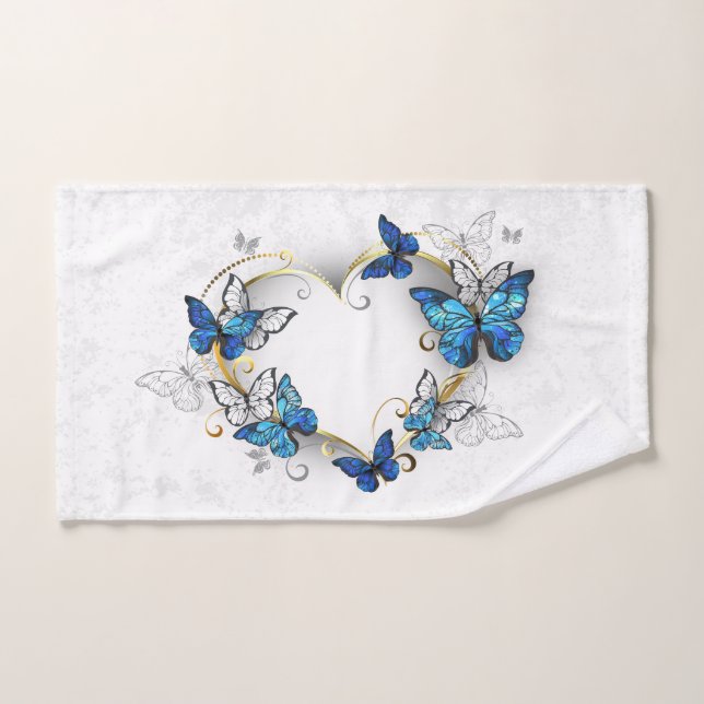 Juwelenherz mit Schmetterlingen Morpho Handtuch (Handtuch)