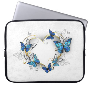 Juwelenherz mit Schmetterlingen Morpho Laptopschutzhülle
