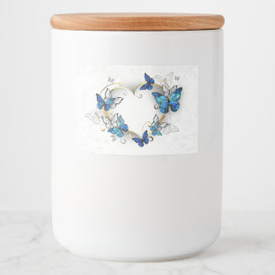 Juwelenherz mit Schmetterlingen Morpho Lebensmitteletikett
