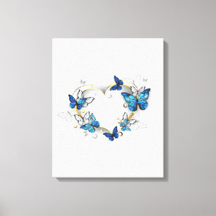 Juwelenherz mit Schmetterlingen Morpho Leinwanddruck