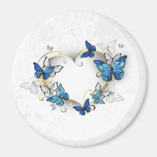 Juwelenherz mit Schmetterlingen Morpho Magnet