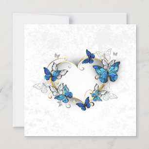 Juwelenherz mit Schmetterlingen Morpho Magneteinladung
