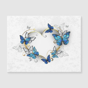 Juwelenherz mit Schmetterlingen Morpho Magneteinladung