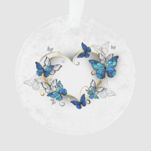 Juwelenherz mit Schmetterlingen Morpho Ornament