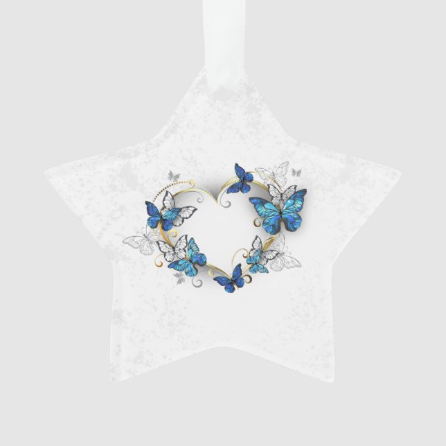 Juwelenherz mit Schmetterlingen Morpho Ornament (Vorderseite)