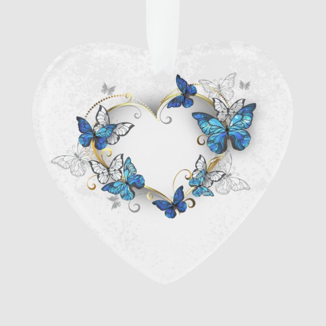 Juwelenherz mit Schmetterlingen Morpho Ornament (Vorderseite)