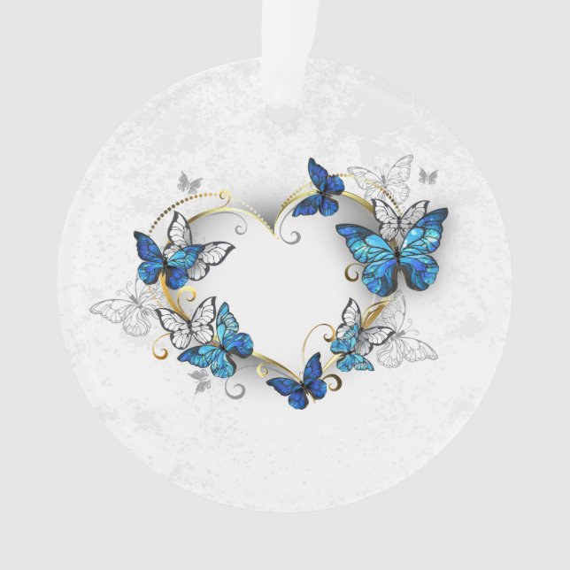 Juwelenherz mit Schmetterlingen Morpho Ornament (Vorderseite)