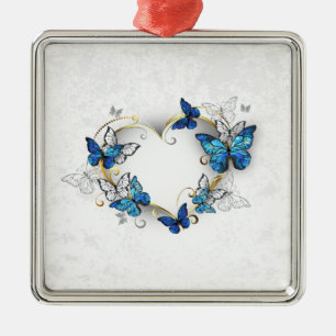 Juwelenherz mit Schmetterlingen Morpho Ornament Aus Metall