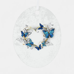 Juwelenherz mit Schmetterlingen Morpho Ornament Aus Metall