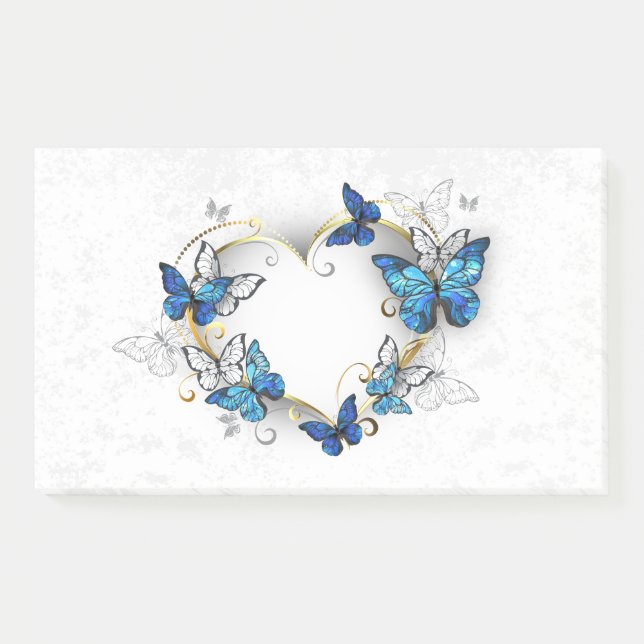 Juwelenherz mit Schmetterlingen Morpho Post-it Klebezettel (Vorderseite)