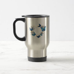 Juwelenherz mit Schmetterlingen Morpho Reisebecher