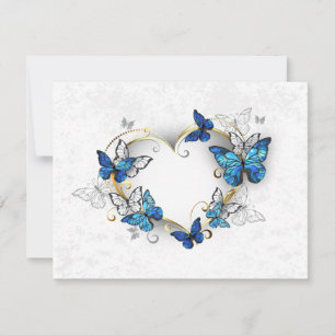 Juwelenherz mit Schmetterlingen Morpho RSVP Karte