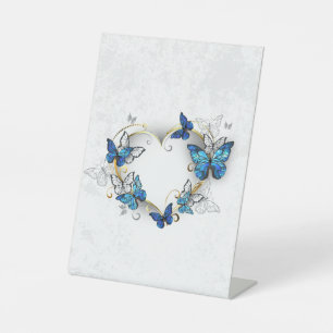 Juwelenherz mit Schmetterlingen Morpho Sockelschild