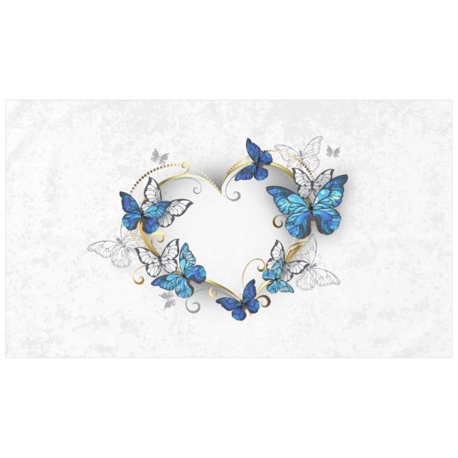 Juwelenherz mit Schmetterlingen Morpho Tischdecke (Vorderseite (Horizontal))
